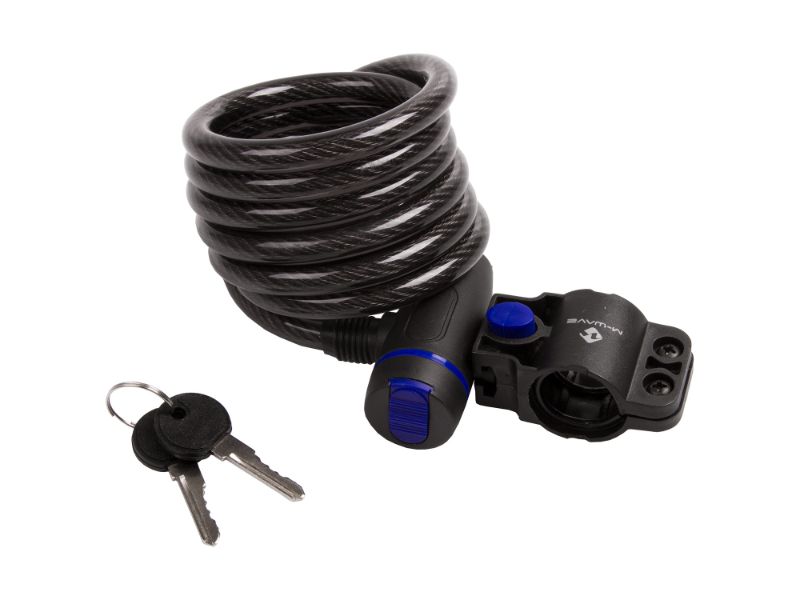 M-WAVE 1800mm x 10mm CABLE KEY LOCK BLACK