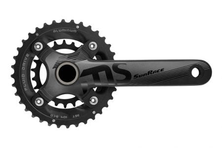 Sunrace FCMS66 22/36T x 175mm Chainset for 2×10 inc.BB-Black